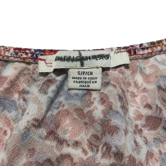 American Eagle One Shoulder Multicolor Floral Dress Size S Fit Flare Front Slit - Picture 6 of 7